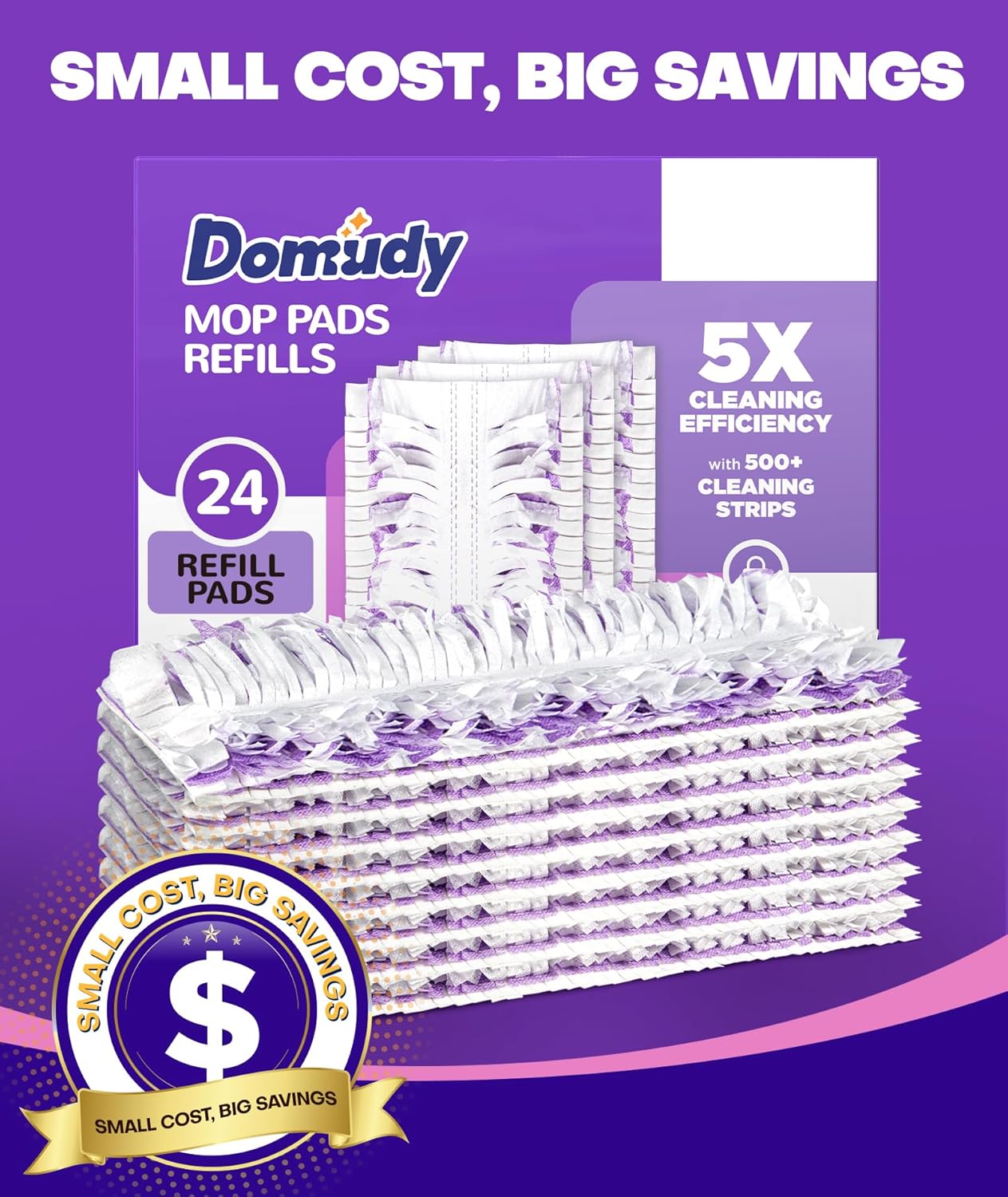 5X Cleaning Power Mop Refills for Swiffer Power Mop, 500+ Strips Multi-Surface PowerMop Refill Pads, 30 Count Disposable Powermop Wood Mops, Replacement Mopping Pad for Floor Cleaning