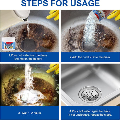 BELL BIRD Drain Opener,Powerful Unclogging,Crystal lye, Sodium hydroxide, Unclog drains, Bathroom sinks, Kitchen sinks, Shower pipes (1 PSC, Gram, 260)