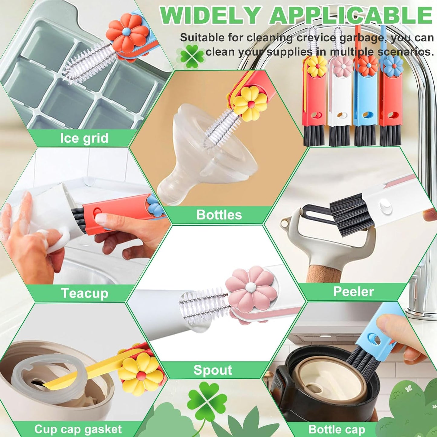 3 in 1 Cup Lid Cleaning Brush, Multifunctional Gap Cleaning Brush, Home Kitchen Crevice Brush, Portable Bottle Cleaner Brush for Cleaning Tight Spaces, Bottle Gaps, Travel Mug Caps(3 PCS)