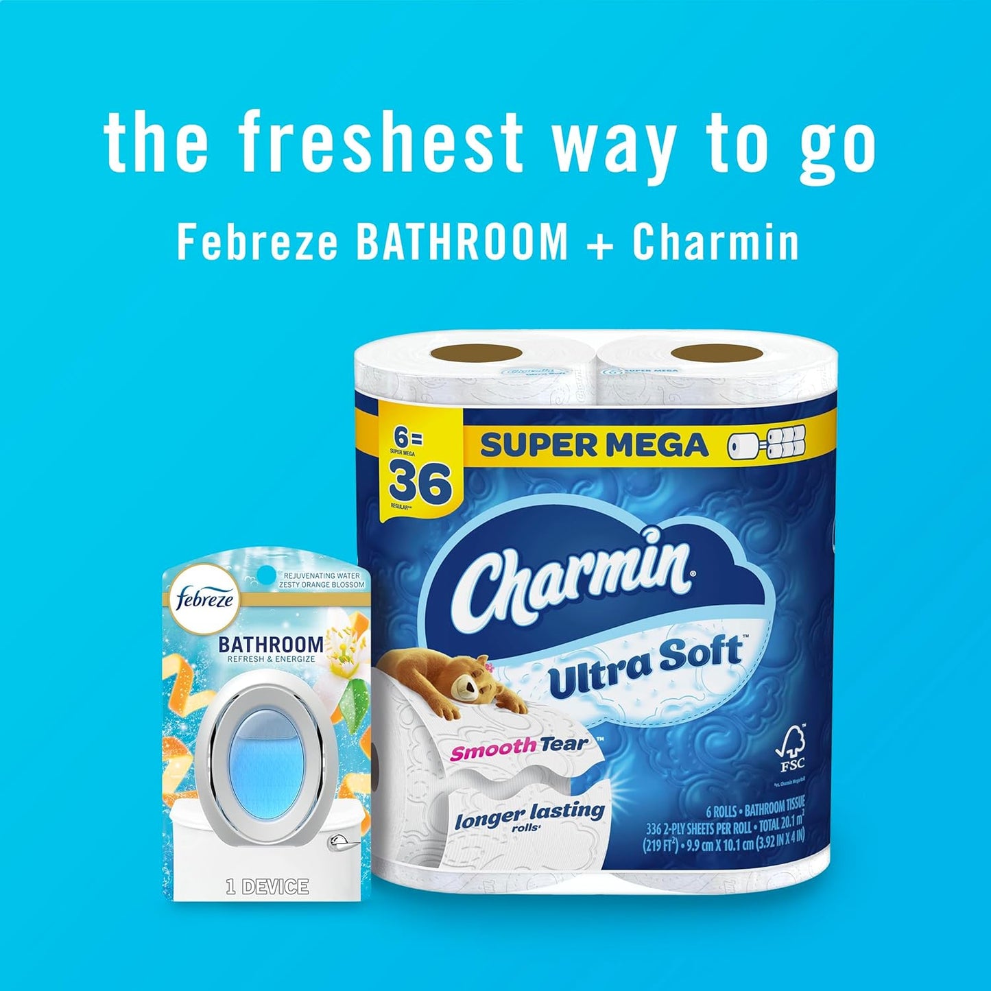 Febreze Bathroom Air Freshener, Odor-Fighting, Plug In Alternative, Air Fresheners for Small Spaces in Home, Bathroom, Kitchen, & Closet, Pet & Litter Box Odor Fighter, Refresh & Energize Scent, 4ct