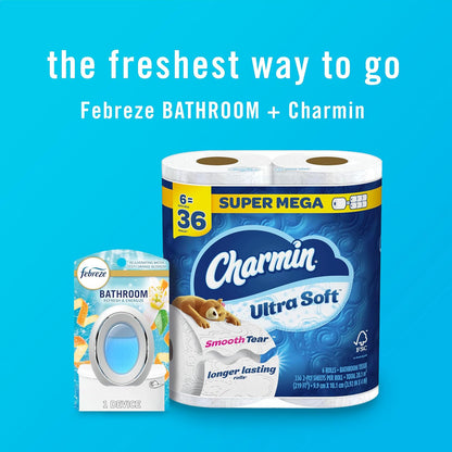 Febreze Bathroom Air Freshener, Odor-Fighting, Plug In Alternative, Air Fresheners for Small Spaces in Home, Bathroom, Kitchen, & Closet, Pet & Litter Box Odor Fighter, Refresh & Energize Scent, 4ct