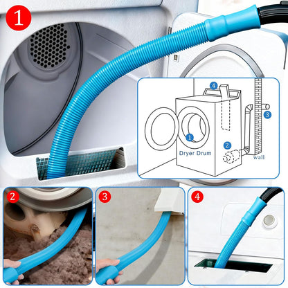 Dryer Vent Cleaner Kit with Flexible Vacuum Hose - Universal Lint Brush & Attachment Set for Clothes Dryer, Shop Vac Accessories, Lint Trap Cleaner & Home Tools