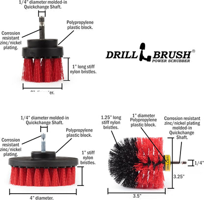 Drillbrush Drill Brush Attachment Set for Bathroom Cleaning – Power Scrubber Brush Kit for Tub, Tile, Shower, and Grout – All-Purpose Household Cleaning Brushes for Drill - Electric Grout Cleaner Kit