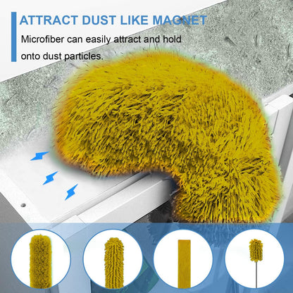 Microfiber Duster Kit for High Ceiling (6pcs), Extendable Dusters for Cleaning with 100" Extension Pole, Long Feather Duster for Fan/Car, House Cleaning Tool Kit by OOSOFITT
