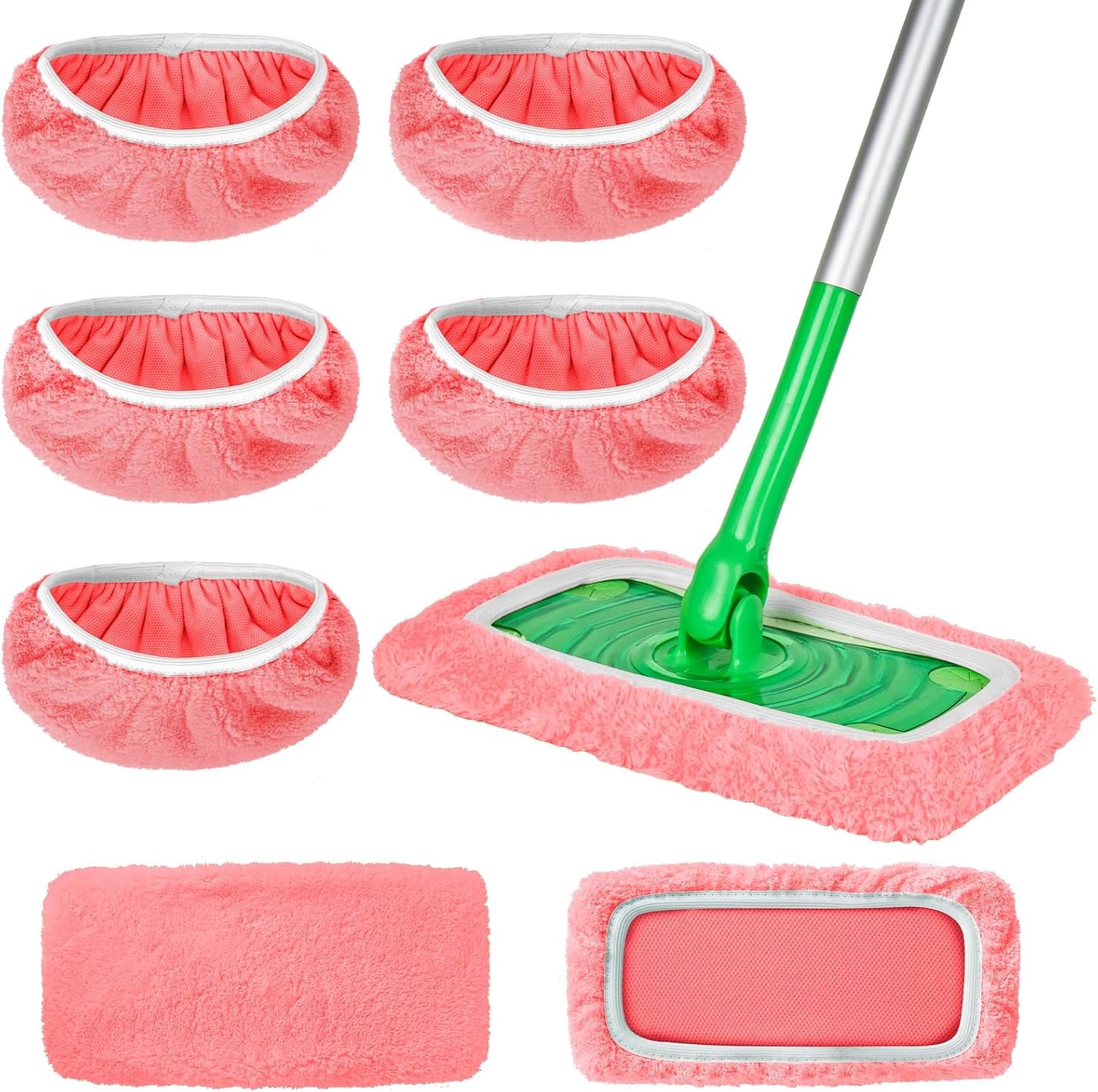 AmaVins 5 Pack Reusable Microfiber Mop Pads Compatible with Swiffer Sweeper Mop, Wet and Dry Flat mop Cover, Washable Mop Pads for Surface/Hardwood Floor Cleaning (Mop is Not Included)
