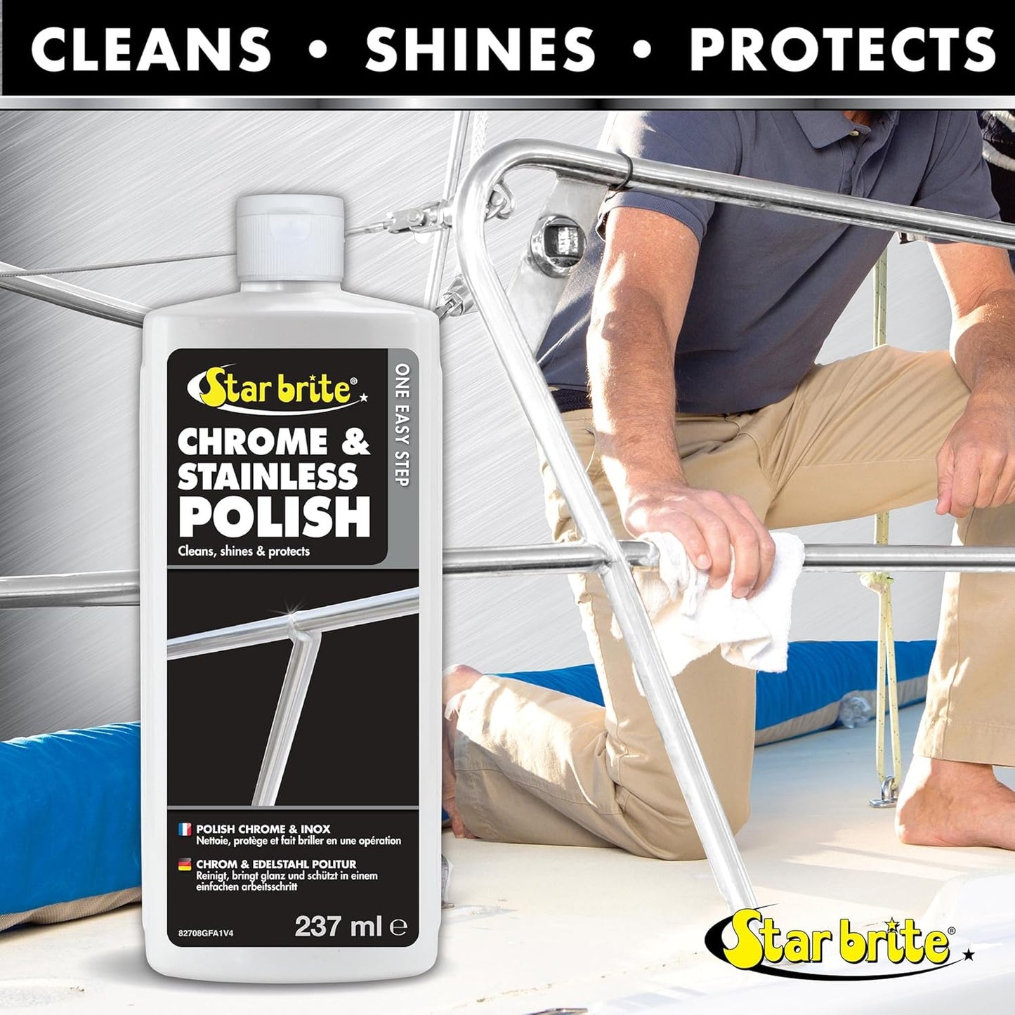 STAR BRITE Chrome & Stainless Polish - Marine Grade Formula Protects Against Pitting, Salt Deposits, Staining & Rust on Chrome, Stainless Steel, Copper, Tin & Brass (082708)