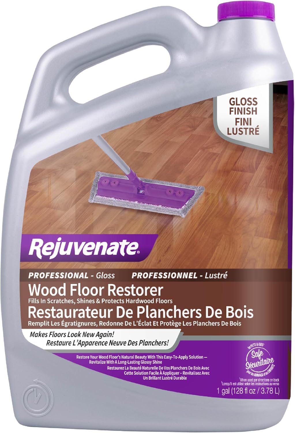 Rejuvenate Professional Wood Floor Restorer Fills Scratches, Shines And Protects Wood Flooring For A High Gloss Shine, 32 Ounces