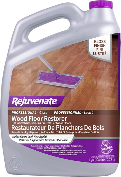 Rejuvenate Professional Wood Floor Restorer Fills Scratches, Shines And Protects Wood Flooring For A High Gloss Shine, 32 Ounces