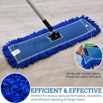 Kleen Handler 24 inch Microfiber Dust Mop | Medium Washable Commercial Mop Head Replacement, Pack of 3
