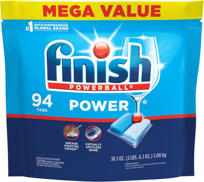 Finish Power Dishwasher Pods, No Pre-Rinse Dishwasher Detergent Soap For Deep Clean & Shine with Degreasing Power, 43 Count