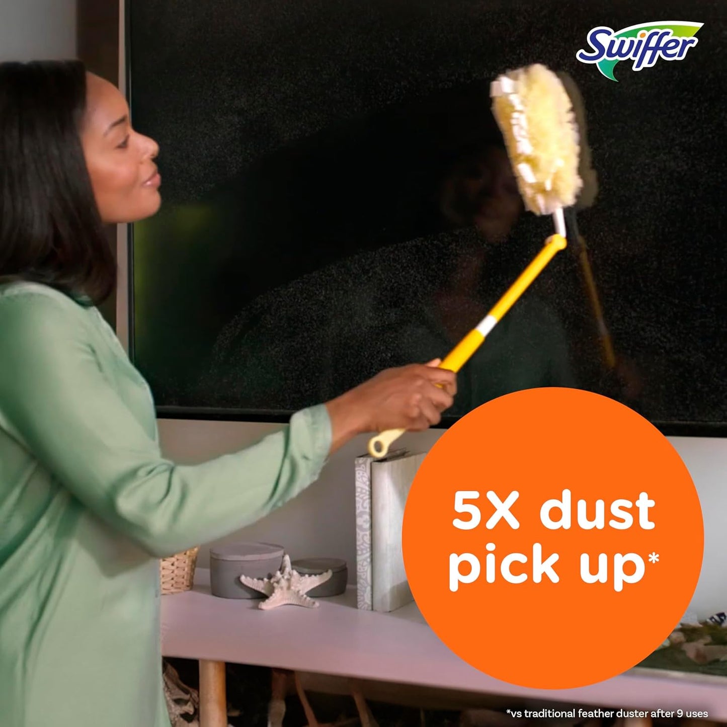 Swiffer Duster Kit with 3 ft Extendable Handle, Heavy Duty Dusting Starter Kit with 3 Refills, for Ceiling Fans, Vents and Hard to Reach Places