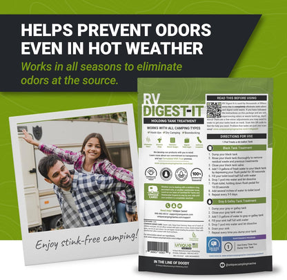Unique RV Digest-It Plus RV Tank Treatment Pods – 16 Treatments, Breaks Down Waste & Toilet Paper + Eliminates Odors at Source, RV Black Tank Treatment