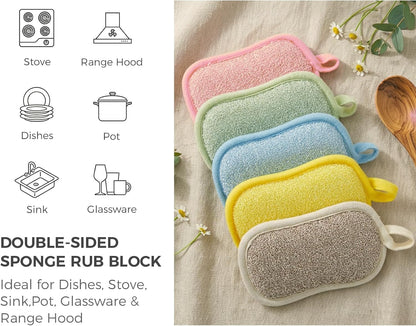 Dual Sided Kitchen Sponges and Scrubbers, 10-Pack - Microfiber & Non-Scratch Scouring Pads for Dishes, Pots, Pans, Stainless Steel, Countertops, Glass Cooktops