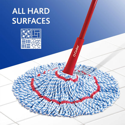 O-Cedar MicroTwist MAX Microfiber Twist Mop with 1 Extra Refill | Features Hands-Free Wringing | Extra Large 18-Inch Mop Head | Safe on All Floor Types