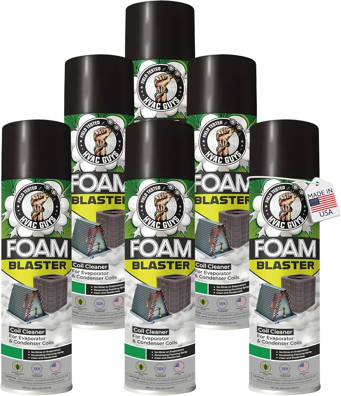 Leak Saver Foam Blaster AC Coil Cleaner for AC Unit 3-Pack | No Rinse Formula for Evaporators & Condensers | Neutral Citrus Scent