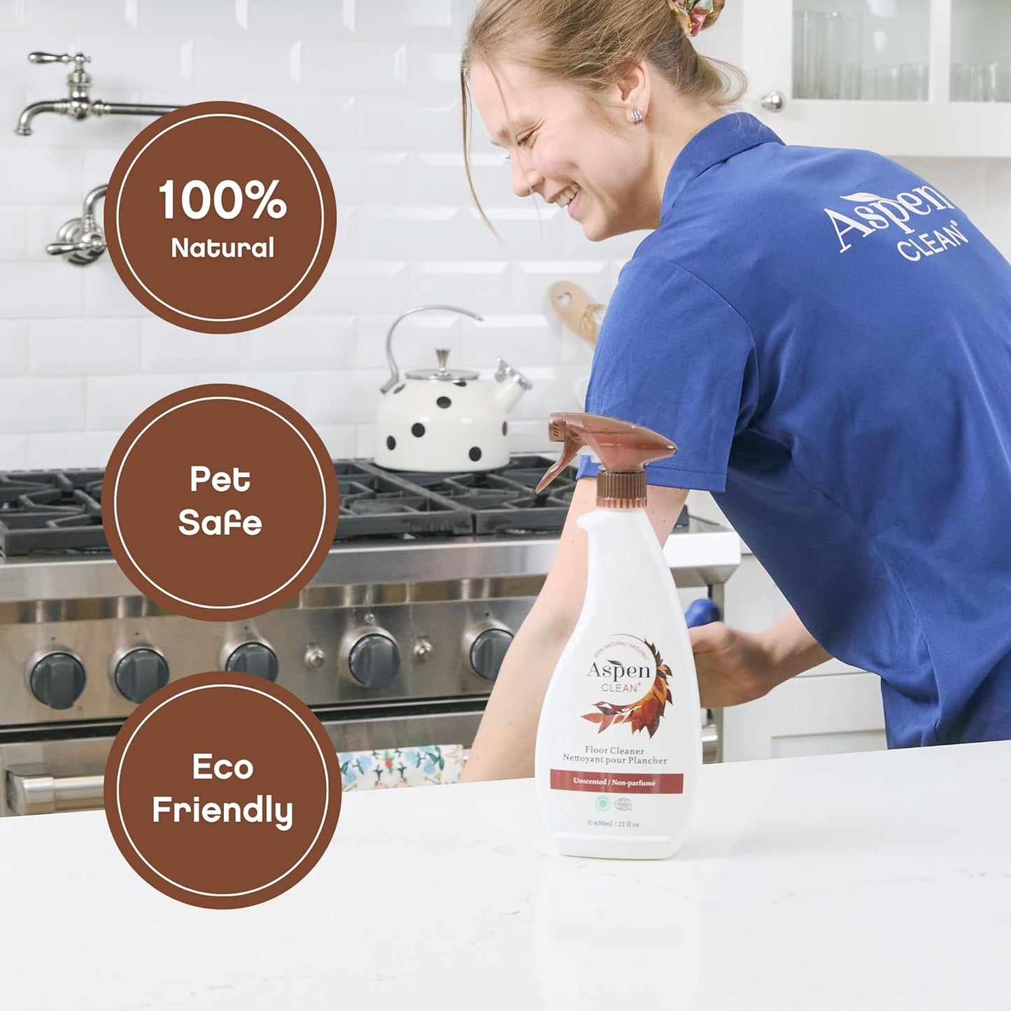 AspenClean Floor Cleaner | Eco-Friendly Spray Cleaner for Hardwood, Laminate, Stone & Ceramic | Non-Toxic | Made with Natural Ingredients | EWG Verified | Pack of 2 | 22 oz