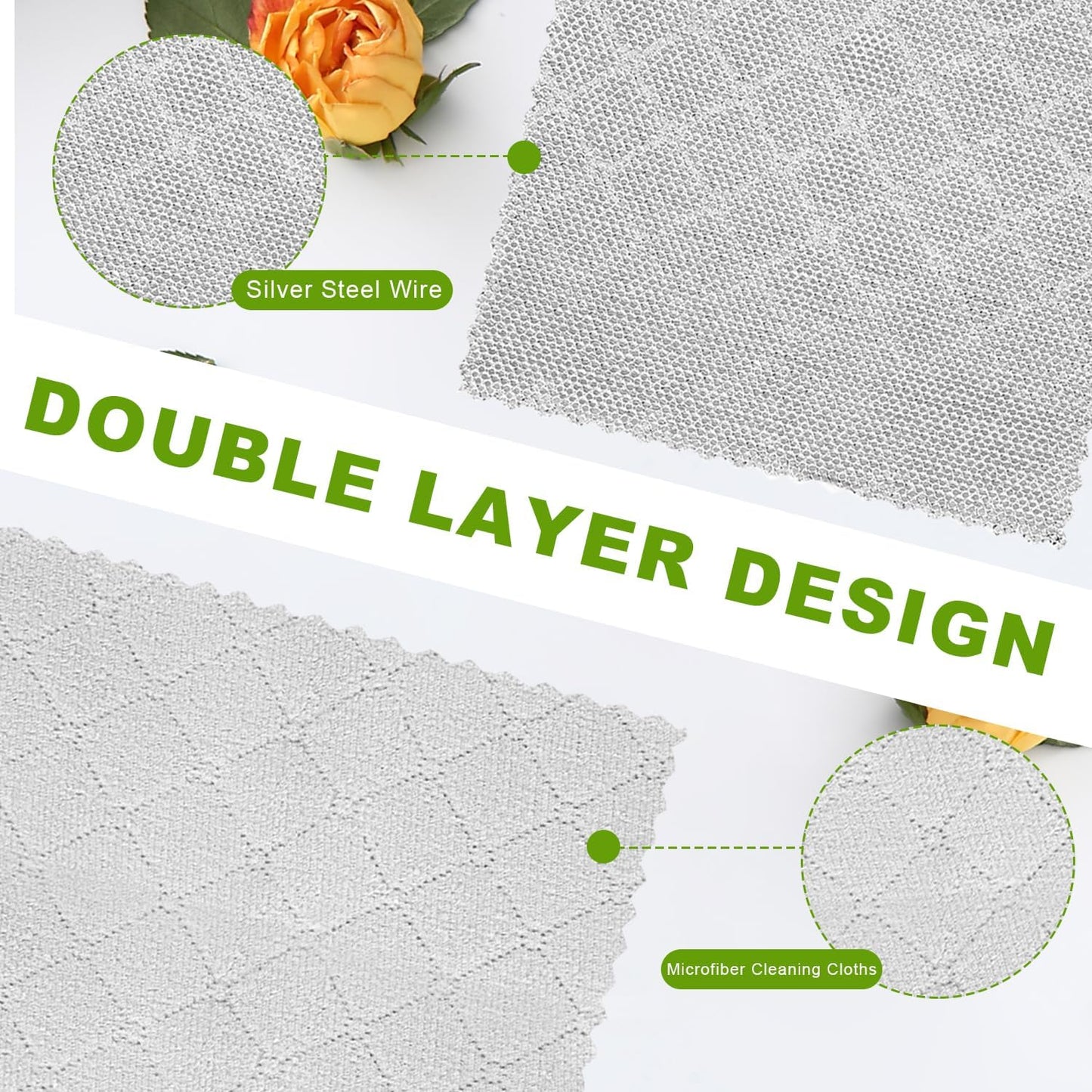 20 Pcs New Upgrade 3-Layer Metal Dish Cloth, No Scratches Wire Cleaning Cloth , Reusable Multipurpose Wire Dishwashing Rag for Kitchen Cleaning Cloths,Sinks,Dishes,Stove Top, Dimensions, 7.87“ x 7.87”