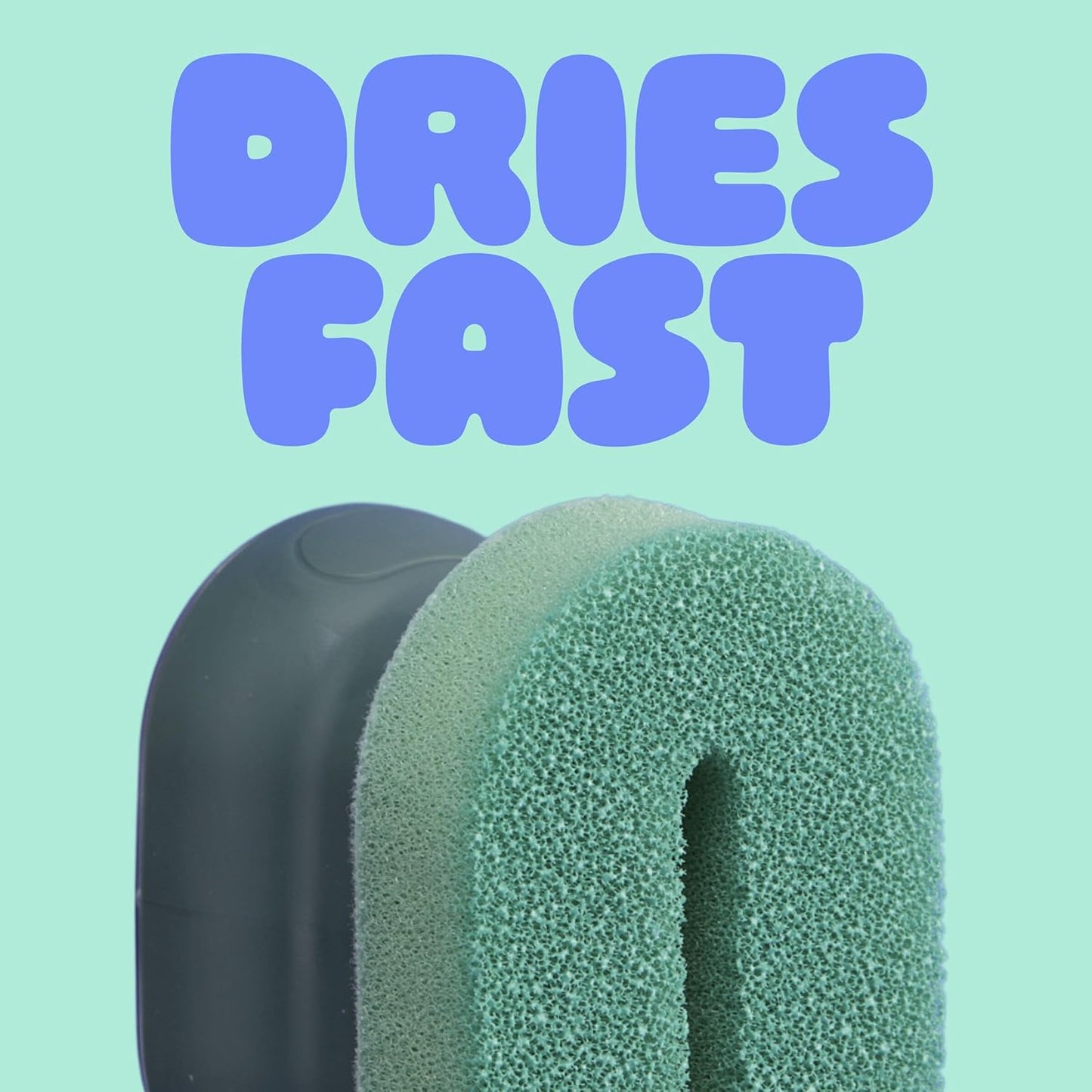 Brite by Scotch-Brite Palm Scrubber with Drain + Dry Stand, Household and Kitchen Sponge for Washing Dishes with Comfy Grip, 1 Scrub Sponge with Soap Dispenser