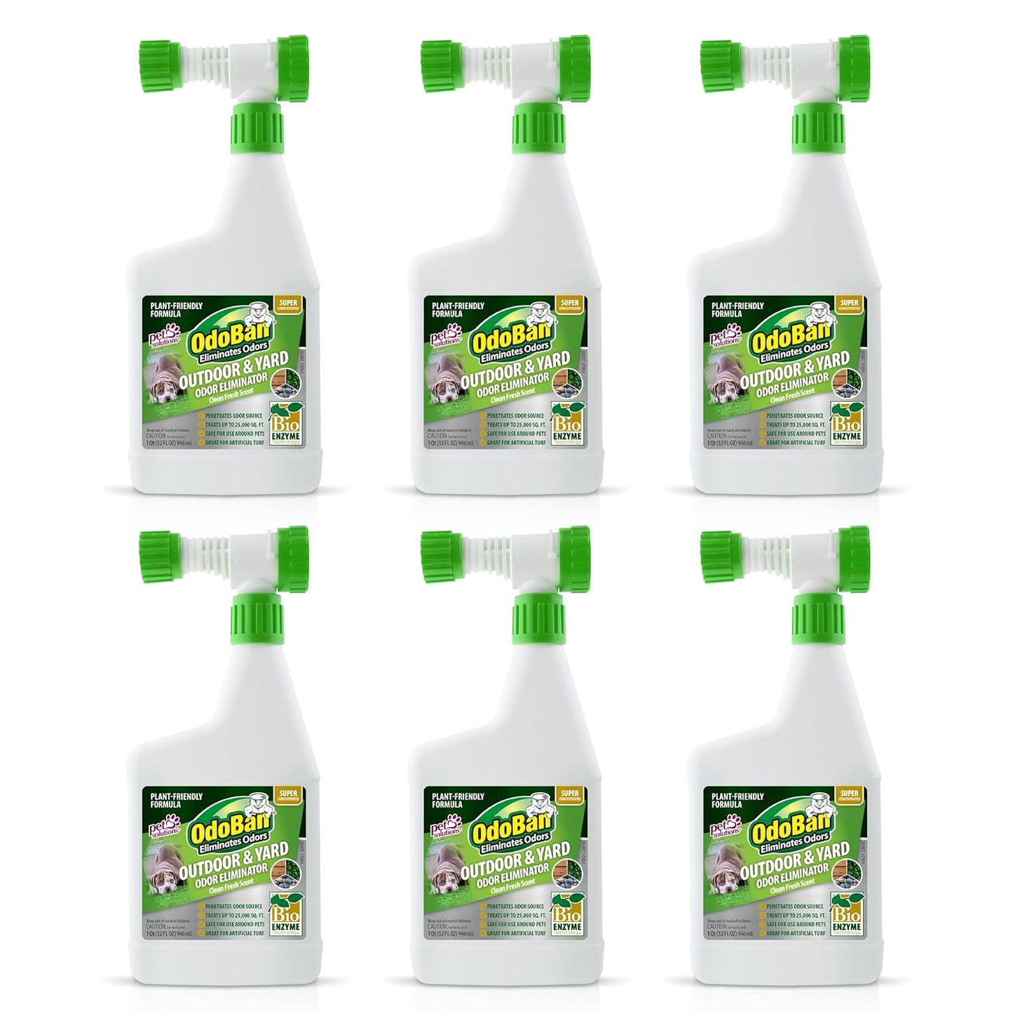 OdoBan Outdoor and Yard Odor Eliminator, Plant-Friendly Formula, Made in the USA, Clean Fresh Scent, 32 Fluid Ounce Bottle with Hose End Sprayer