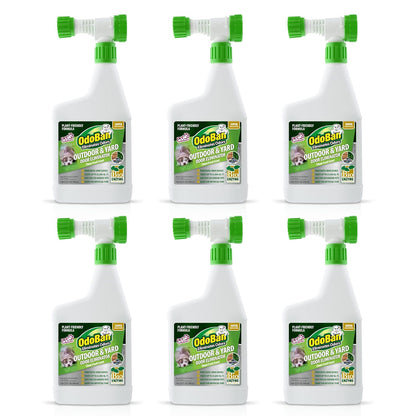 OdoBan Outdoor and Yard Odor Eliminator, Plant-Friendly Formula, Made in the USA, Clean Fresh Scent, 32 Fluid Ounce Bottle with Hose End Sprayer