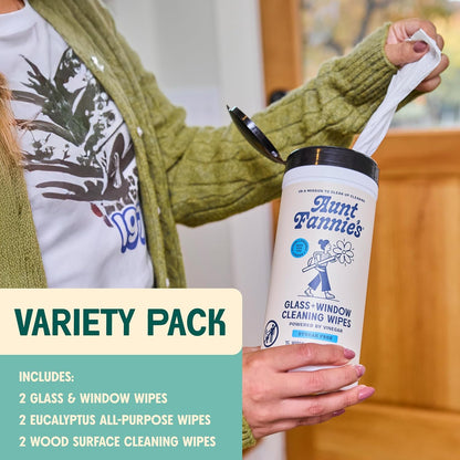 Aunt Fannie's Natural Cleaning Vinegar Wipes, Multipurpose Surface Cleaner, Eucalyptus Scent, 35 Count (Pack of 1)