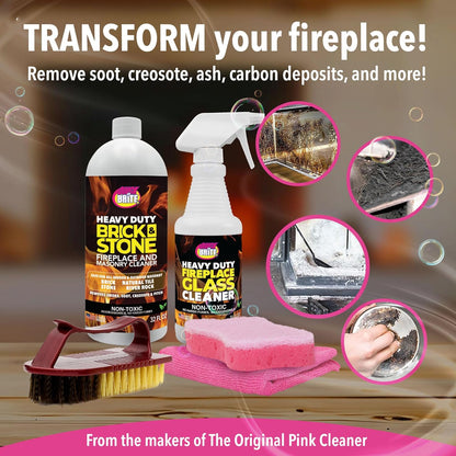 Quick 'n Brite Fireplace Gel Cleaner for Brick, Stone, Rock, Tile, and Marble, Nonabrasive Fireplace Cleaner, Made in the USA, 16 oz