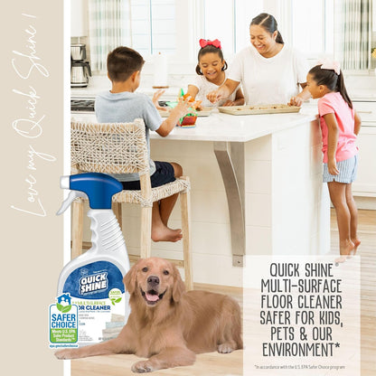 Quick Shine Multi Surface Floor Cleaner 64oz, Ready to Use-Streak Free-No Rinse, Use on Hardwood, Laminate, Luxury Vinyl Plank & Stone, Use in Spray Mops & Vac Mops, Safer Choice Cleaner