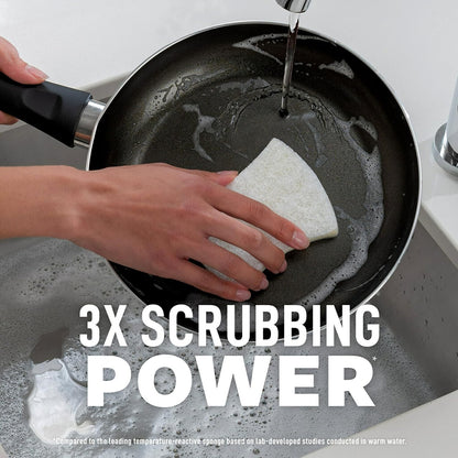 Scotch-Brite Greener Clean Non-Scratch Scrub Sponge, Sponge for Washing Dishes, Cleaning Kitchen, Superior Performance and Made with Sustainable Materials, Dishwasher Safe, 3 Scrub Sponges