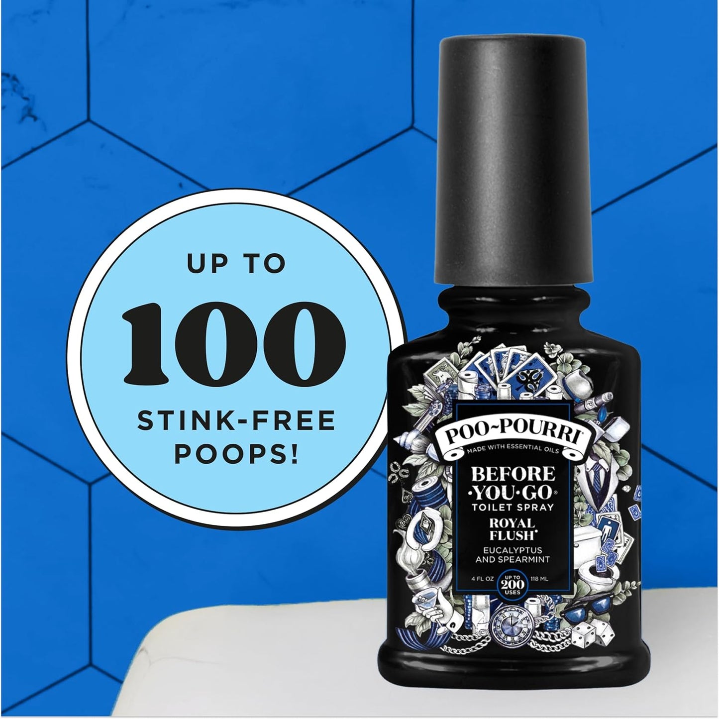 Poo-Pourri Before-You-Go Pocket Toilet Spray, Travel Essentials, Royal Flush, 1 Fl Oz, Up to 50 Uses, On-The-Go Bathroom Odor Deodorizer with Essential Oils, TSA Approved Size, Eucalyptus & Spearmint
