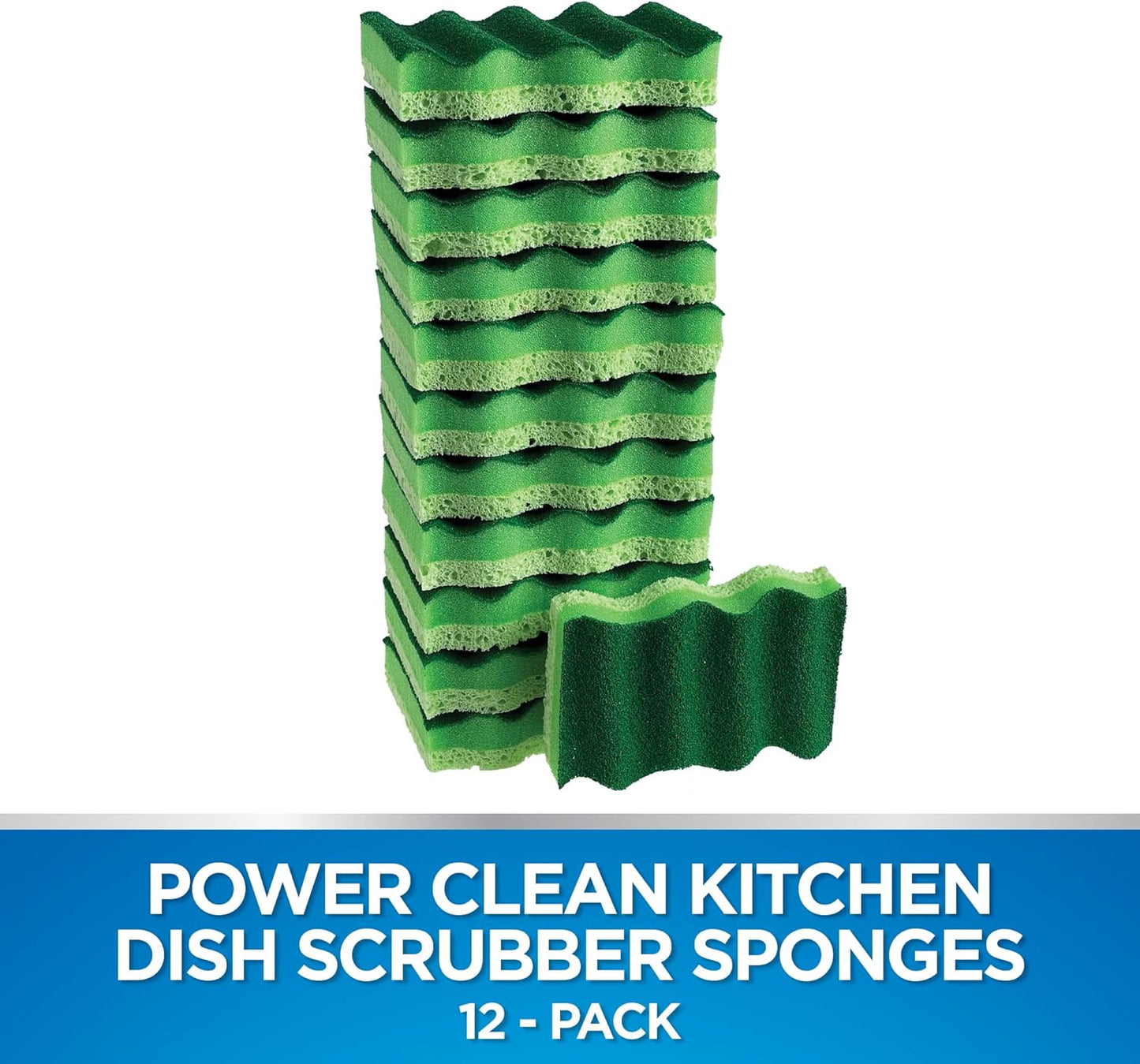 Dawn Power Clean Wedge-Shaped Scrubber Sponges, Pack of 3, Green
