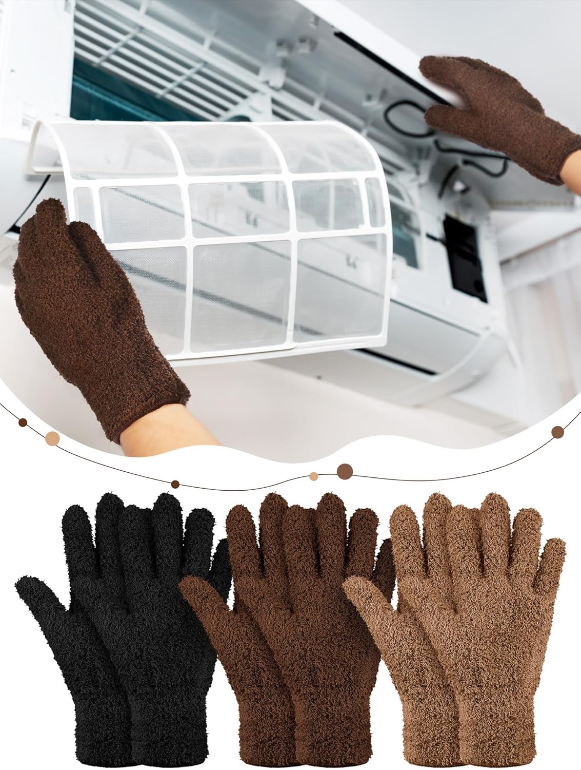Patelai 3 Pairs Microfiber Plant Dusting Gloves Leaf Cleaning Gloves for Indoor Plants, Blinds, Furniture, House (Green Yellow,Blue,Pink,Medium)