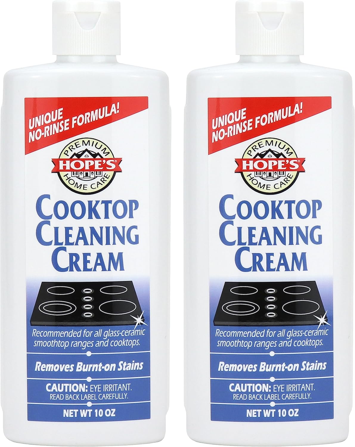 HOPE'S Cooktop Cleaning Cream, Fast Acting No-Rinse Cooktop Cleaner for Glass Ceramic Cooktops and Stoves, Removes Burnt-on Stains, 10 Oz Net Weight (8 Fl Oz), Pack of 1