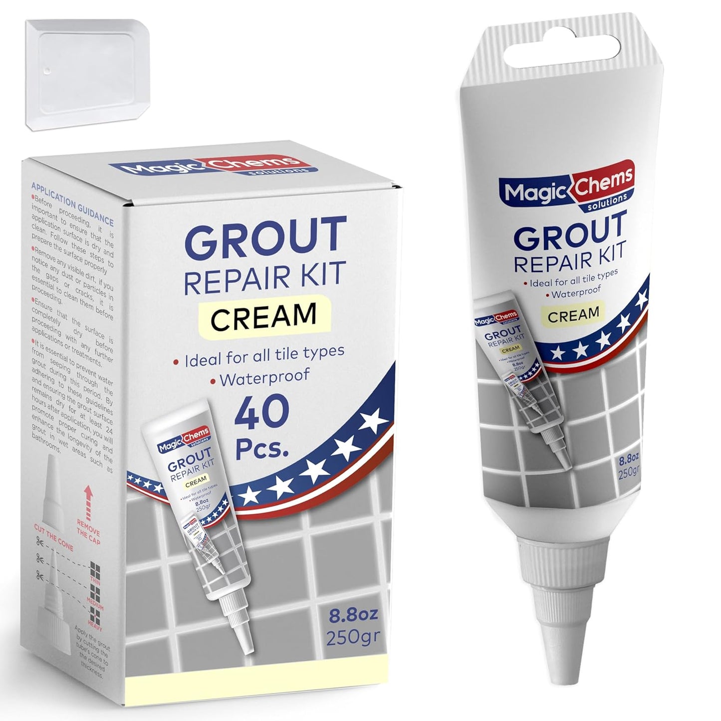 Tile Grout Repair, Grey 8.8 oz/250gr. Fast Drying Grout Repair Kit, Grout Filler Tube Repair Kit, Tile Grout Paint, Grout Sealer Restore and Renew Bathroom Floor, Tile Gaps, Joints, Lines
