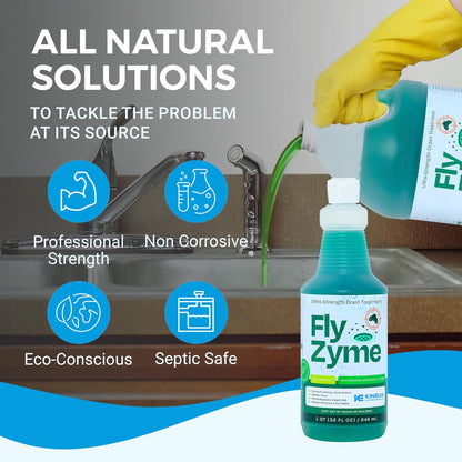 Fly-Zyme, Highly Concentrated Enzyme Drain Cleaner for Pipes, Drain Gel for Fruit Flies, Organic Waste Degrader & Odor Neutralizer, 32 fl oz