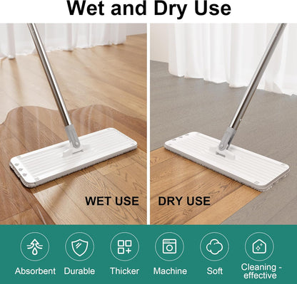 Microfiber Mop Pads, Reusable Mop Pads for Wood Floor, Compatible with JOYMOOP Mop and Bucket Set, Wet Pads Refill - 4 Pack