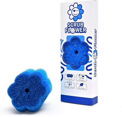 Scrub Flower Temperature Sensitive Sponges -Non-Scratch Scrubbers for Kitchen & Home - Firm in Cold & Soft in Warm Water - Odor Resistant Color-Coded Dish Sponges (Lavender Mist, 3 Count)