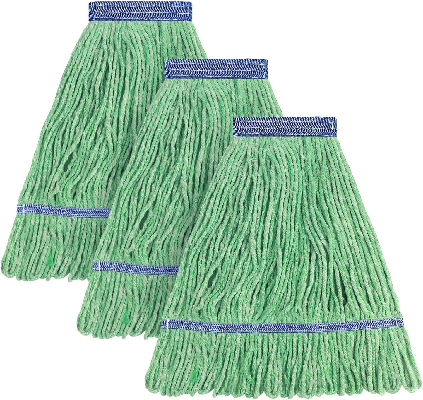 Matthew Cleaning Heavy Duty Mop Head Commercial Replacement for General and Floor Cleaning , Wet Industrial Blue Cotton Looped End String Head Refill (Pack of 6) Blue
