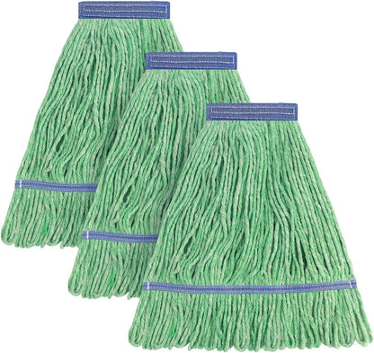 Matthew Cleaning Heavy Duty Mop Head Commercial Replacement for General and Floor Cleaning , Wet Industrial Blue Cotton Looped End String Head Refill (Pack of 6) Blue