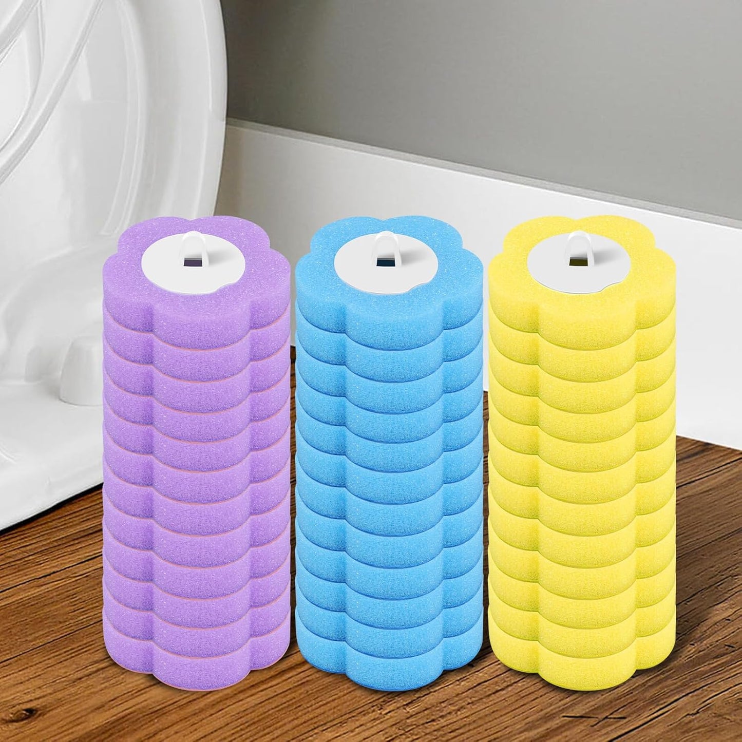 36 Toilet Brush Refills Replacement Heads for Wall Mounted Toilet Cleaning Kit Extended Handle 360 Deep Cleaning Bathroom