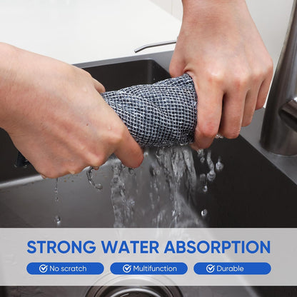 Forggon12 Pcs New Upgrade 3-Layer Metal Dish Cloth, No Scratches and No Odor, Multipurpose Wire Dishwashing Rag for Wet and Dry, Kitchen Cleaning DishRags,Sinks,Dishes,Stove Top, Dimensions(7.08X8.86)
