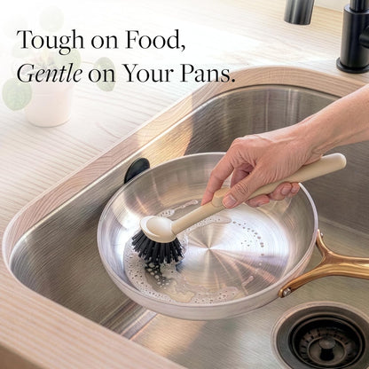 Earth & Mango Magnetic Dish Brush & Scraper, Snaps to Sink, Non-Scratch, Dishwasher Safe, Dish Scrubber – Onyx Black