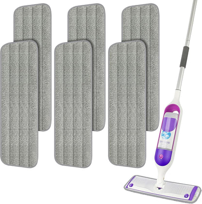 6 Pack Reusable Mop Pads Compatible with Swiffer PowerMop, Wood Floor Pads Microfiber Mop Replacement Refills Machine Washable for All Floor Surfaces