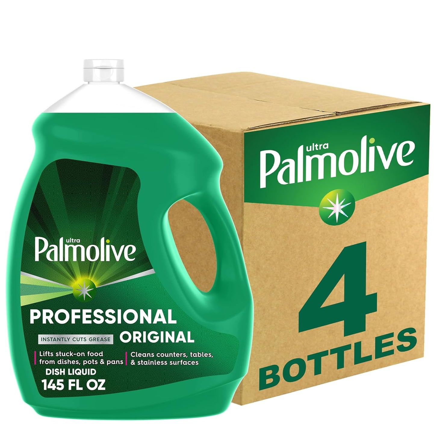 Palmolive Professional Dishwashing Liquid, Fresh Scent, 145 Oz Bottle, Pack of 4