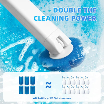 48 Count Disposable Toilet Brush Refill Pads, Disposable Toilet Bowl Wand Refills, Toilet Cleaning Refills, Toilet Scrubber Refills, Brush Head Replacement