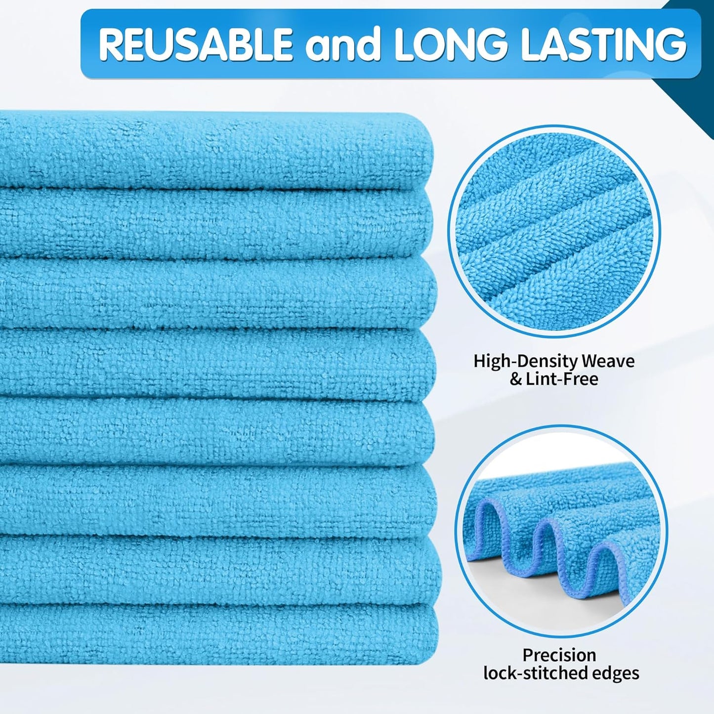 FIXSMITH Microfiber Cleaning Cloth - Pack of 8, Size: 12 x 16 in, Multi-Functional Cleaning Towels, Highly Absorbent Cleaning Rags, Lint-Free, Streak-Free Cleaning Cloths for Car Kitchen Home