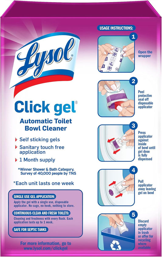 Lysol Automatic Toilet Bowl Cleaner, Lavender, (Pack of 4, 24 Count Total)