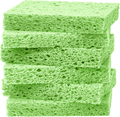 Cellulose Sponges,Heavy Duty Scrub Kitchen Sponge,Clean Tough Messes Without Scratching Sponges Kitchen,Pop Up Eco Sponges DIY Orange (6 Pack)