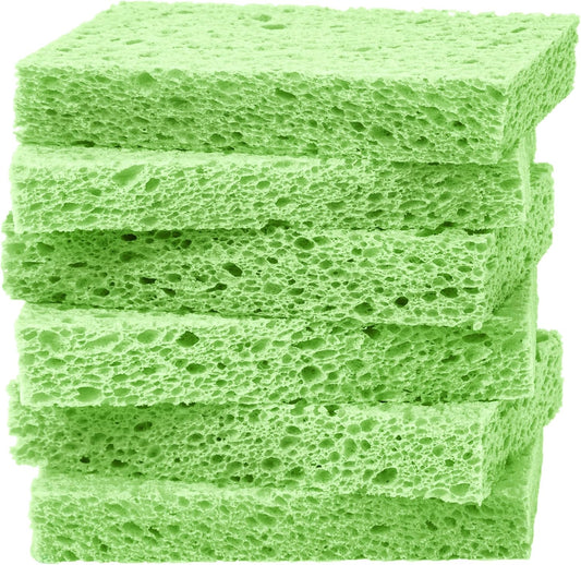 Cellulose Sponges,Heavy Duty Scrub Kitchen Sponge,Clean Tough Messes Without Scratching Sponges Kitchen,Pop Up Eco Sponges DIY Orange (6 Pack)