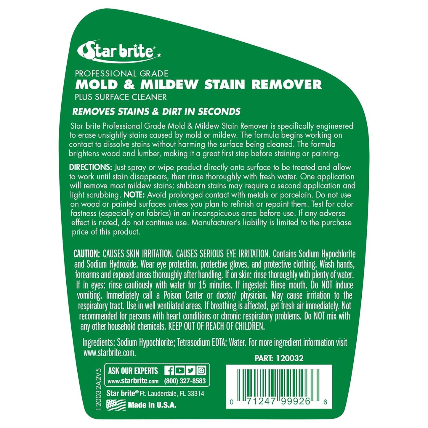 STAR BRITE Professional Grade Mold & Mildew Stain Remover - 32 OZ (120032)