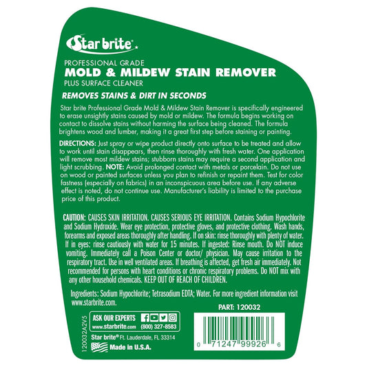 STAR BRITE Professional Grade Mold & Mildew Stain Remover - 32 OZ (120032)
